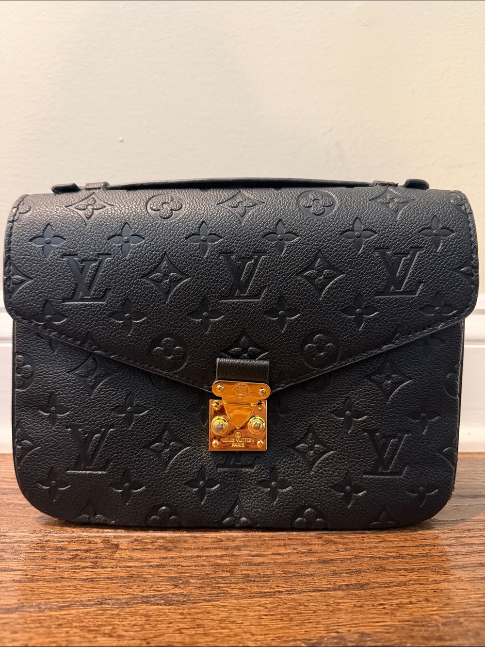 Black Monogram Empreinte Pochette with Gold Lock